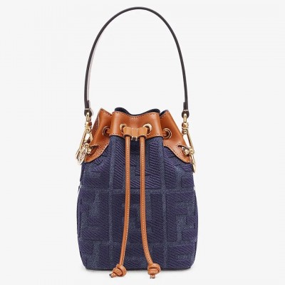 Fendi Mon Tresor Mini Bucket Bag In Blue Denim FBS24248