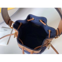 Fendi Mon Tresor Mini Bucket Bag In Blue Denim FBS24248