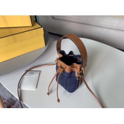 Fendi Mon Tresor Mini Bucket Bag In Blue Denim FBS24248