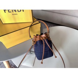 Fendi Mon Tresor Mini Bucket Bag In Blue Denim FBS24248