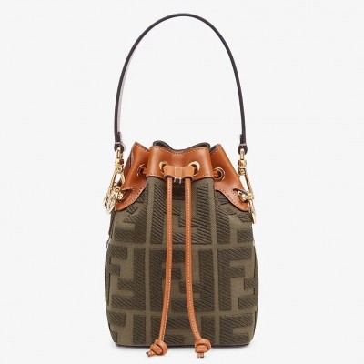 Fendi Mon Tresor Mini Bucket Bag In Green Denim FBS24249