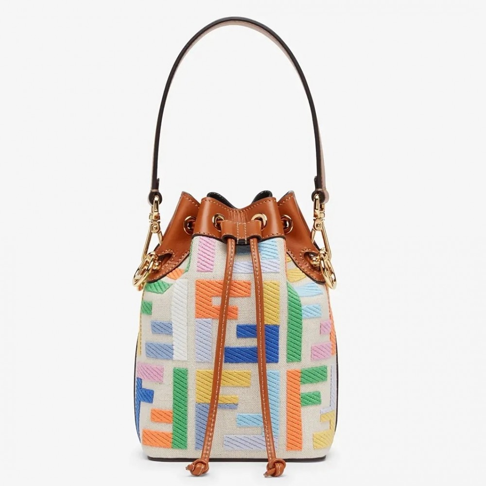 Fendi Mon Tresor Mini Bucket Bag In Multicolour Canvas FBS24251