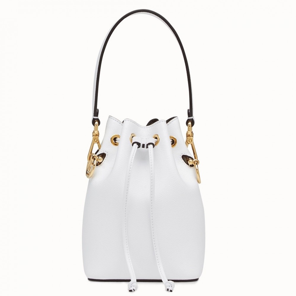 Fendi Mon Tresor Mini Bucket Bag In White Calfskin FBS24254