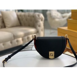 Fendi Moonlight Saddle Bag In Black Calfskin FBS24259