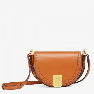 Fendi Moonlight Saddle Bag In Brown Calfskin FBS24260