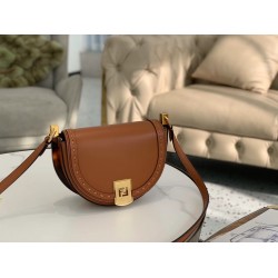 Fendi Moonlight Saddle Bag In Brown Calfskin FBS24260