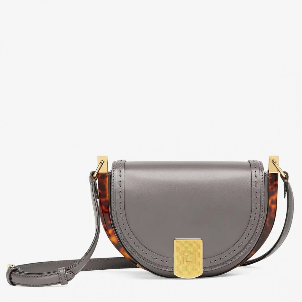 Fendi Moonlight Saddle Bag In Grey Calfskin FBS24262