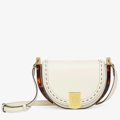 Fendi Moonlight Saddle Bag In White Calfskin FBS24263