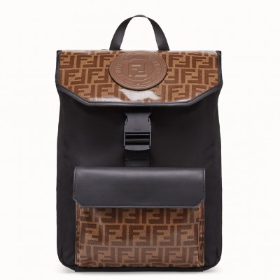 Fendi Nylon Backpack With Glazed Fabric With FF Motif FBS24268