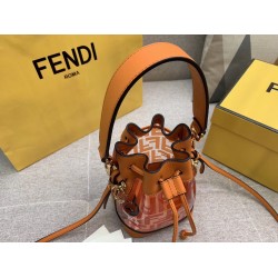 Fendi Orange Mon Tresor Mini Bucket Bag In Transparent PU FBS24269