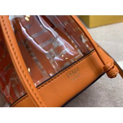 Fendi Orange Mon Tresor Mini Bucket Bag In Transparent PU FBS24269