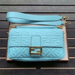 Fendi Pale Blue FF Motif Large Baguette Bag FBS24271