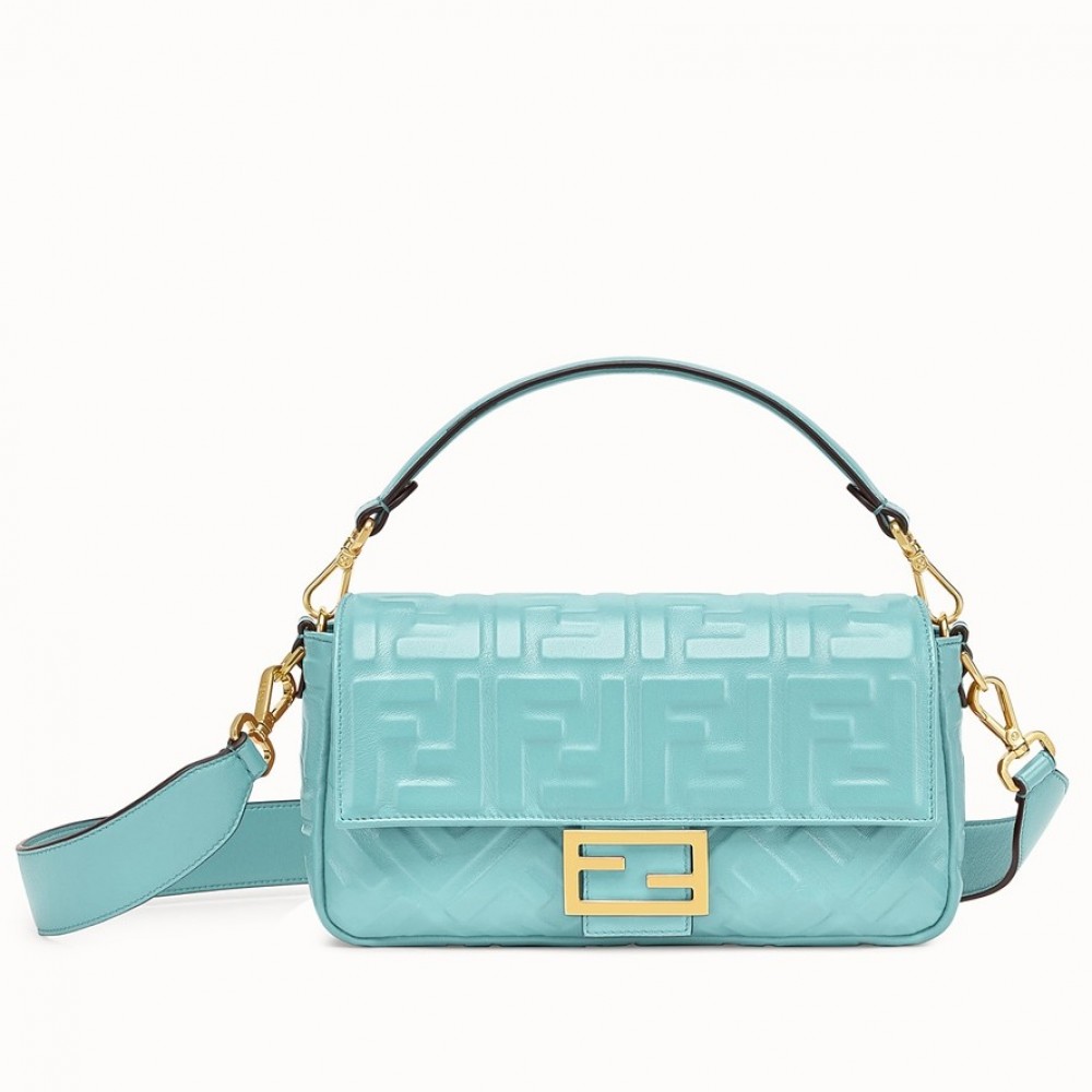 Fendi Pale Blue FF Motif Medium Baguette Bag FBS24275