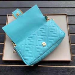 Fendi Pale Blue FF Motif Medium Baguette Bag FBS24275