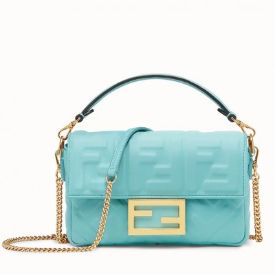 Fendi Pale Blue FF Motif Mini Baguette Bag FBS24267