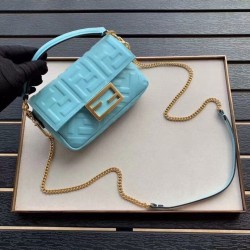 Fendi Pale Blue FF Motif Mini Baguette Bag FBS24267