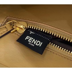 Fendi Peekaboo Medium Bag In Beige Interlace Leather FBS24290