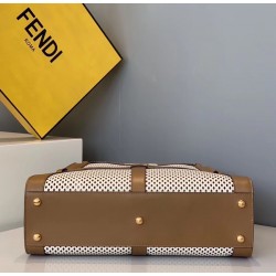 Fendi Peekaboo Medium Bag In White Perforated Calf Leather FBS24294