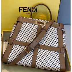 Fendi Peekaboo Medium Bag In White Perforated Calf Leather FBS24294