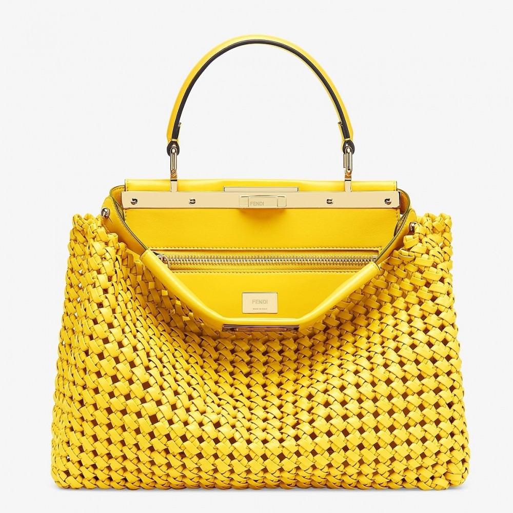 Fendi Peekaboo Medium Bag In Yellow Interlace Leather FBS24295