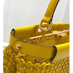 Fendi Peekaboo Medium Bag In Yellow Interlace Leather FBS24295