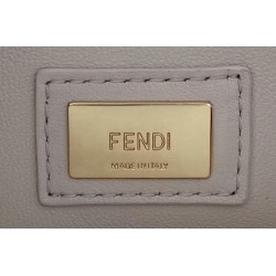 Fendi Peekaboo Medium White Bag With Tan Handle FBS24296