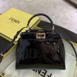 Fendi Peekaboo Mini Bag In Black Patent Calfskin FBS24298