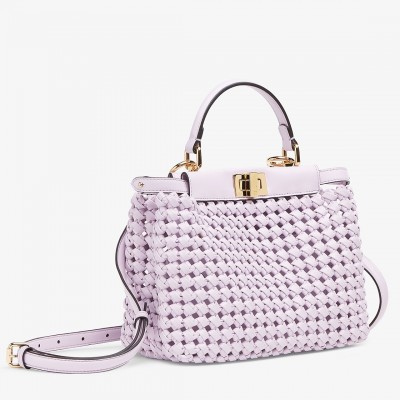 Fendi Peekaboo Mini Bag In Lilac Interlace Leather FBS24302