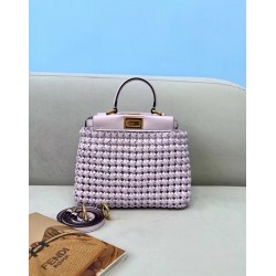 Fendi Peekaboo Mini Bag In Lilac Interlace Leather FBS24302