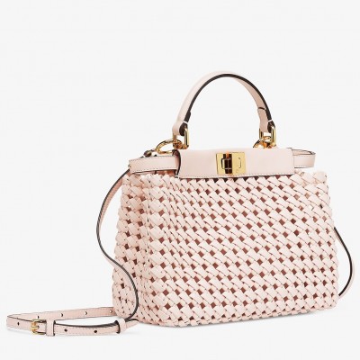 Fendi Peekaboo Mini Bag In Pink Interlace Leather FBS24303