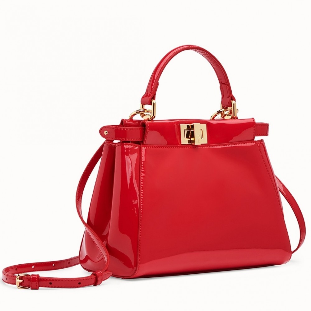 Fendi Peekaboo Mini Bag In Red Patent Calfskin FBS24305