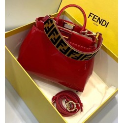 Fendi Peekaboo Mini Bag In Red Patent Calfskin FBS24305