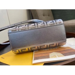 Fendi Peekaboo Mini Bag In Silver Lambskin With FF Sequins FBS24306