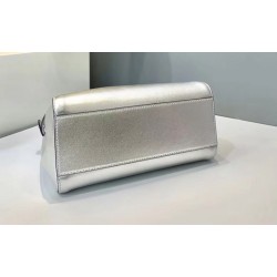 Fendi Peekaboo Mini Bag In Silver Metallic Lambskin FBS24307