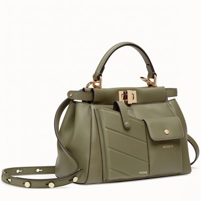 Fendi Peekaboo Mini Pocket Bag In Green Calfskin FBS24308