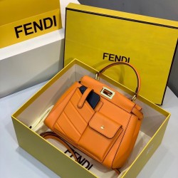 Fendi Peekaboo Mini Pocket Bag In Orange Calfskin FBS24309