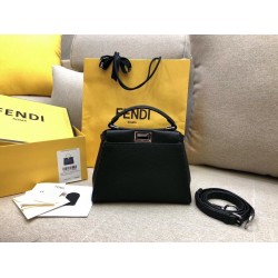 Fendi Peekaboo Mini Selleria Bag In Black Cuoio Romano Leather FBS24310