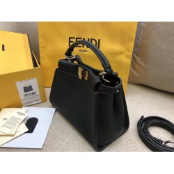 Fendi Peekaboo Mini Selleria Bag In Black Cuoio Romano Leather FBS24310