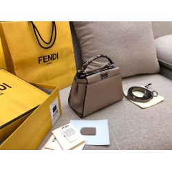 Fendi Peekaboo Mini Selleria Grey Bag with Python Leather Handle FBS24311