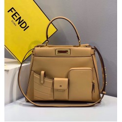 Fendi Peekaboo Pocket Medium Bag In Beige Calfskin FBS24312