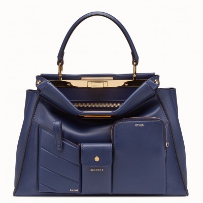 Fendi Peekaboo Pocket Medium Bag In Blue Calfskin FBS24313