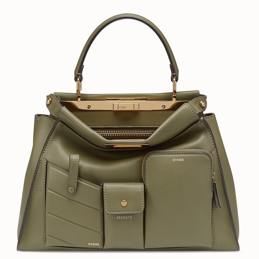 Fendi Peekaboo Pocket Medium Bag In Green Calfskin FBS24314