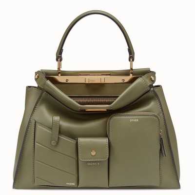 Fendi Peekaboo Pocket Medium Bag In Green Calfskin FBS24314