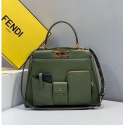 Fendi Peekaboo Pocket Medium Bag In Green Calfskin FBS24314