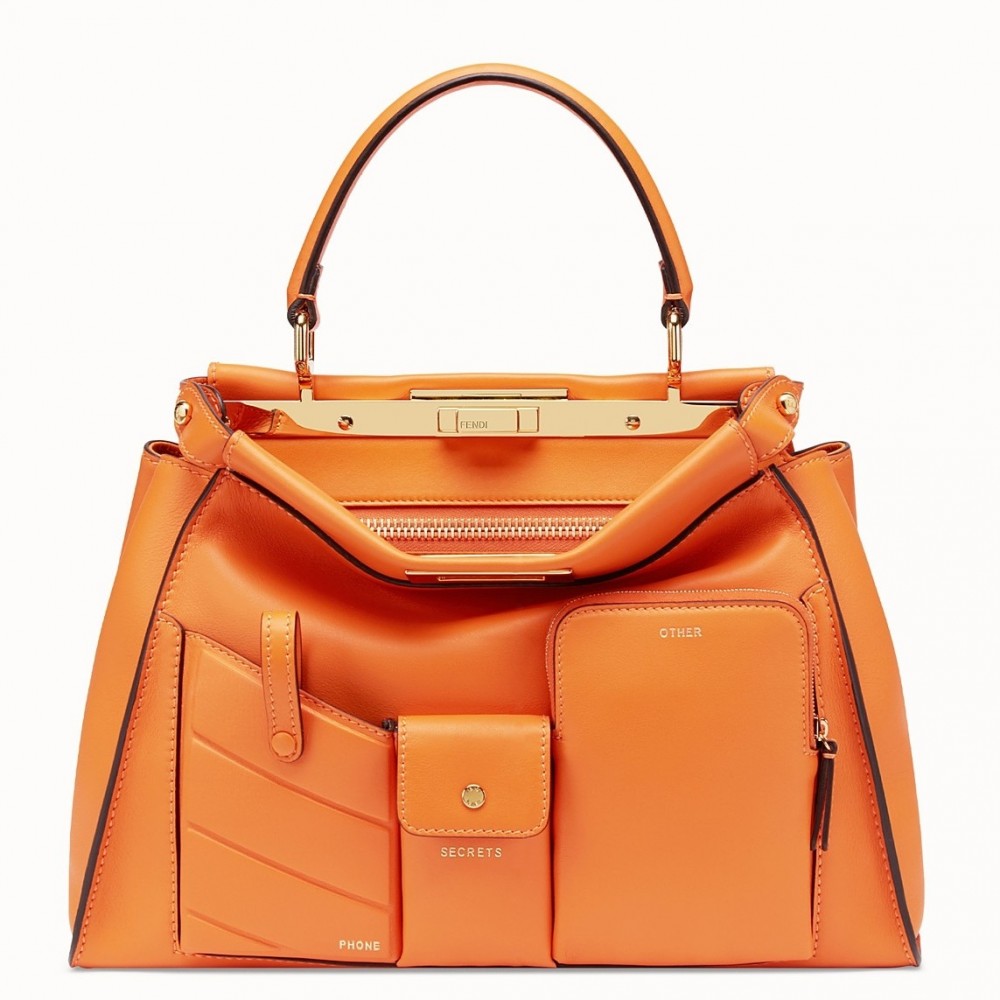 Fendi Peekaboo Pocket Medium Bag In Orange Calfskin FBS24315