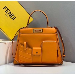 Fendi Peekaboo Pocket Medium Bag In Orange Calfskin FBS24315