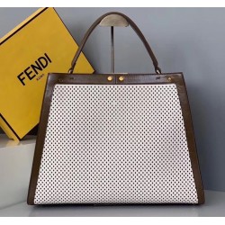 Fendi Peekaboo X Lite Large Bag In White Perforated Leather FBS24316