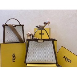 Fendi Peekaboo X Lite Large Bag In White Perforated Leather FBS24316