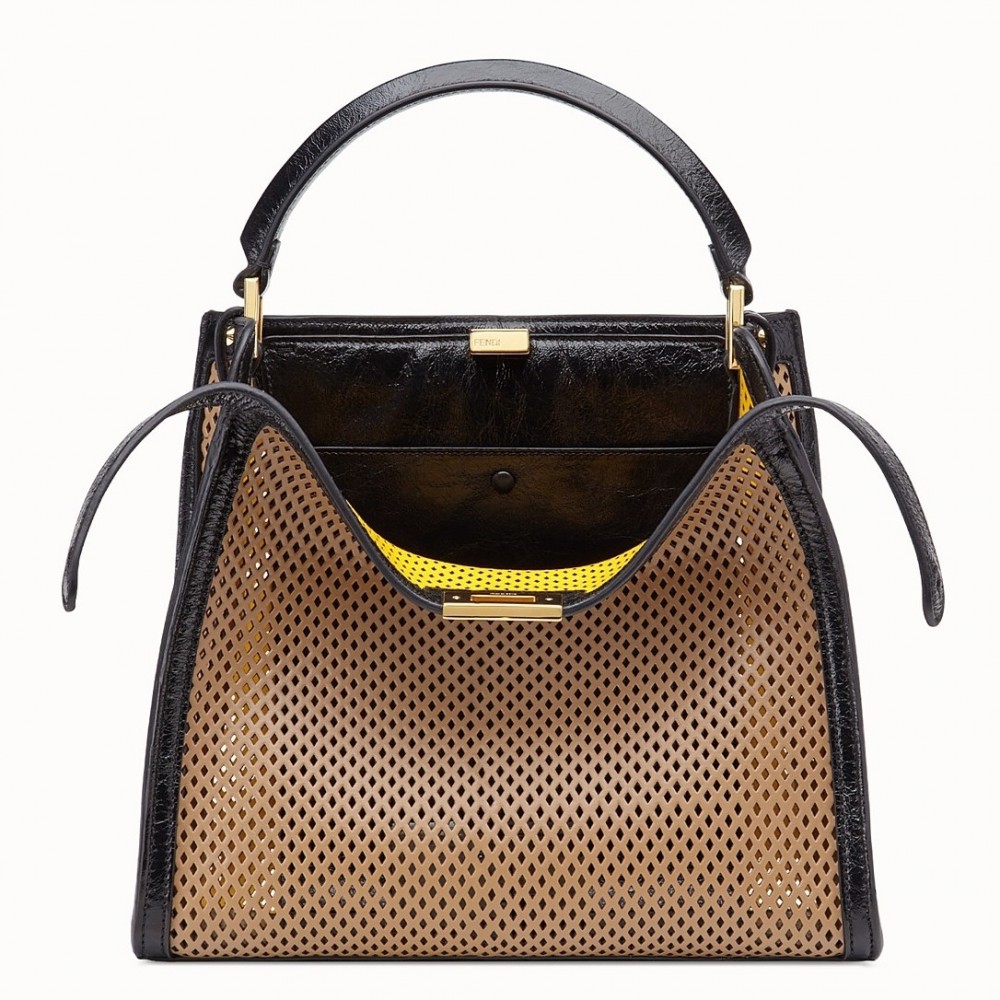 Fendi Peekaboo X Lite Medium Bag In Beige Perforated Leather FBS24317