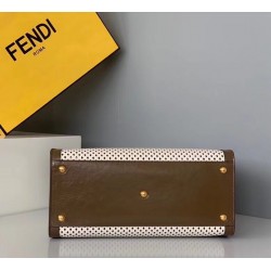 Fendi Peekaboo X Lite Medium Bag In White Perforated Leather FBS24318